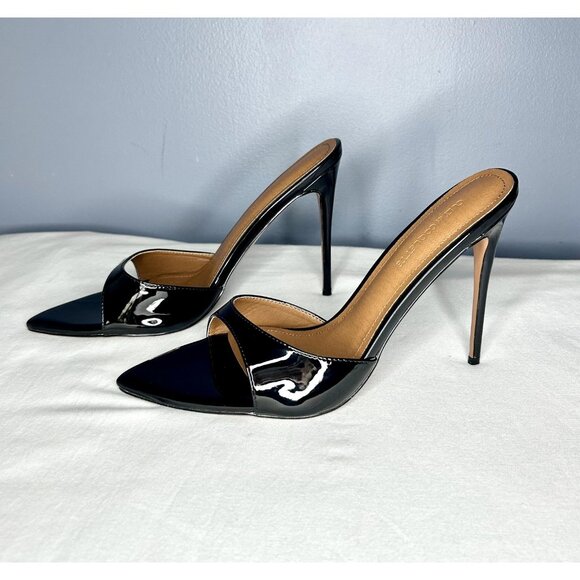 Cult of Coquette Shoes Gia Mules Size 11 Patent Pointed Toe High Heel Sexy Vegan - Picture 10 of 14